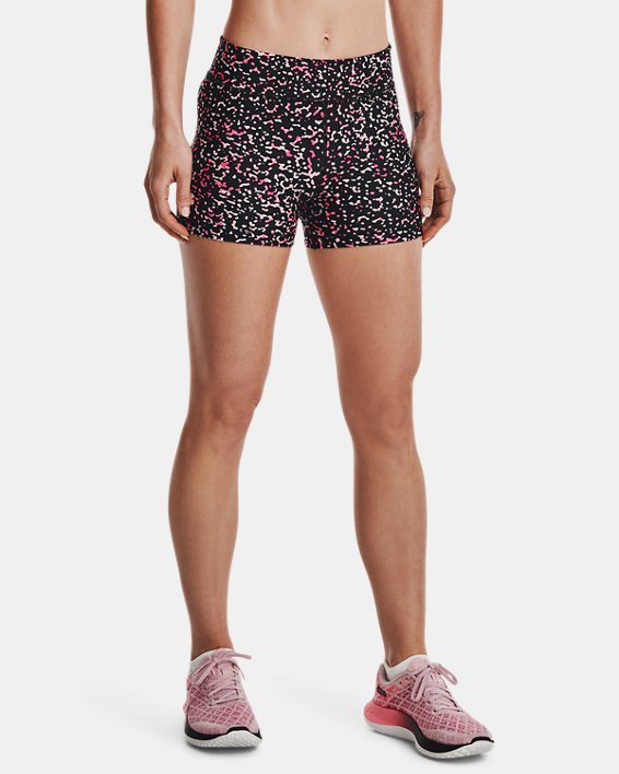 Women's HeatGear® Mid-Rise Printed Shorty in Pink image number 0